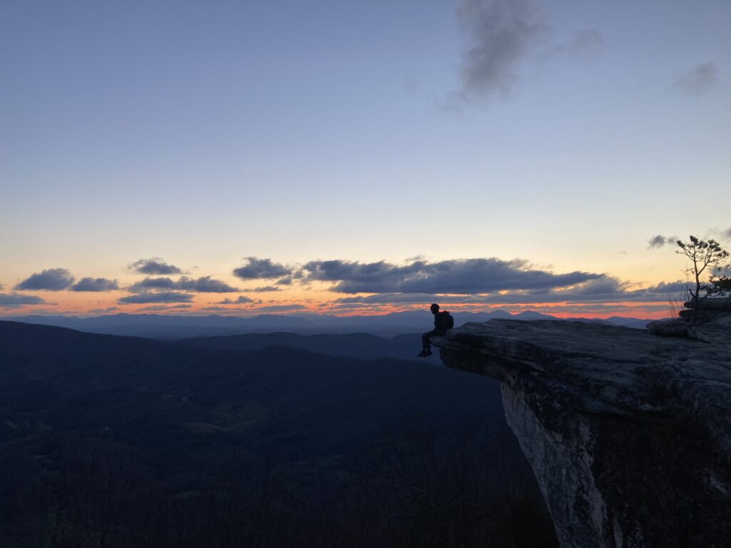 Jeff sitting on McAfee knob along the Appalachian Trail
