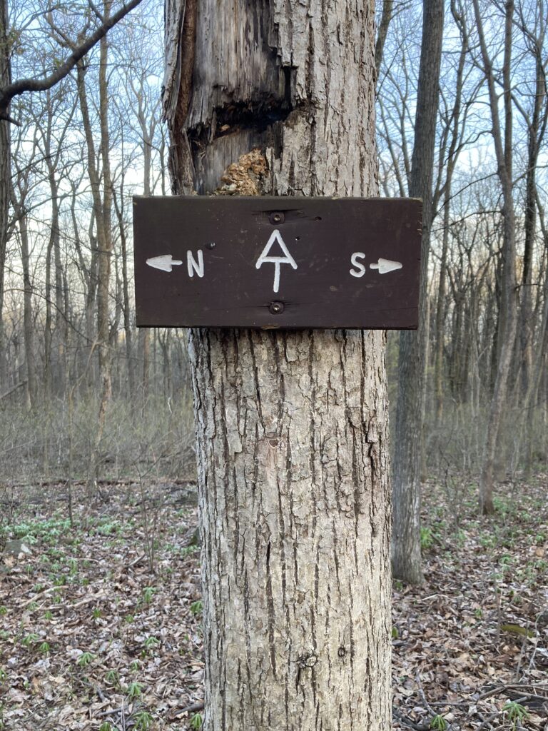 Appalachian trail sign pointing north and south