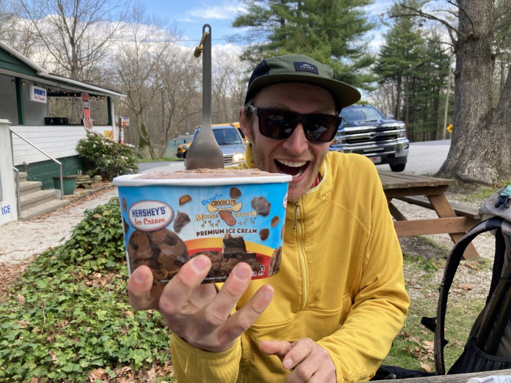 Jeff attempting the half gallon challenge along the Appalachian Trail