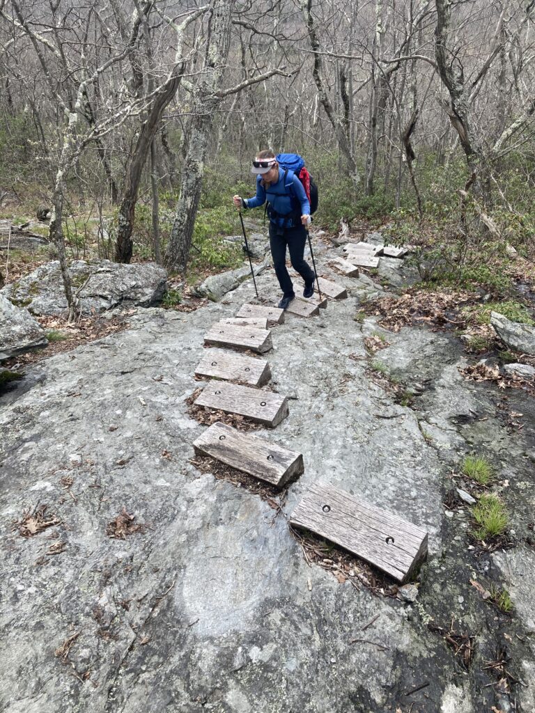 Rock stairs in the White Mountains along the Appalachian Trail