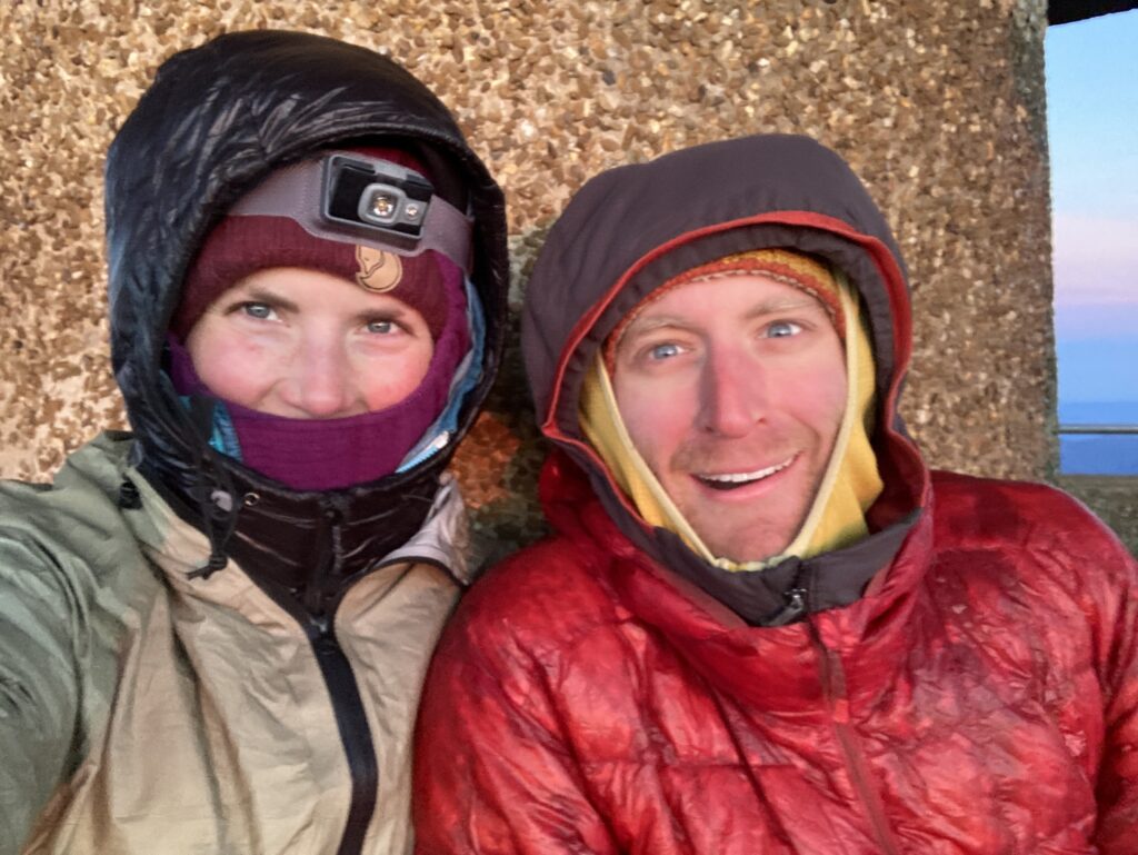 Bundled up for a cold sunrise on Klingman's Dome