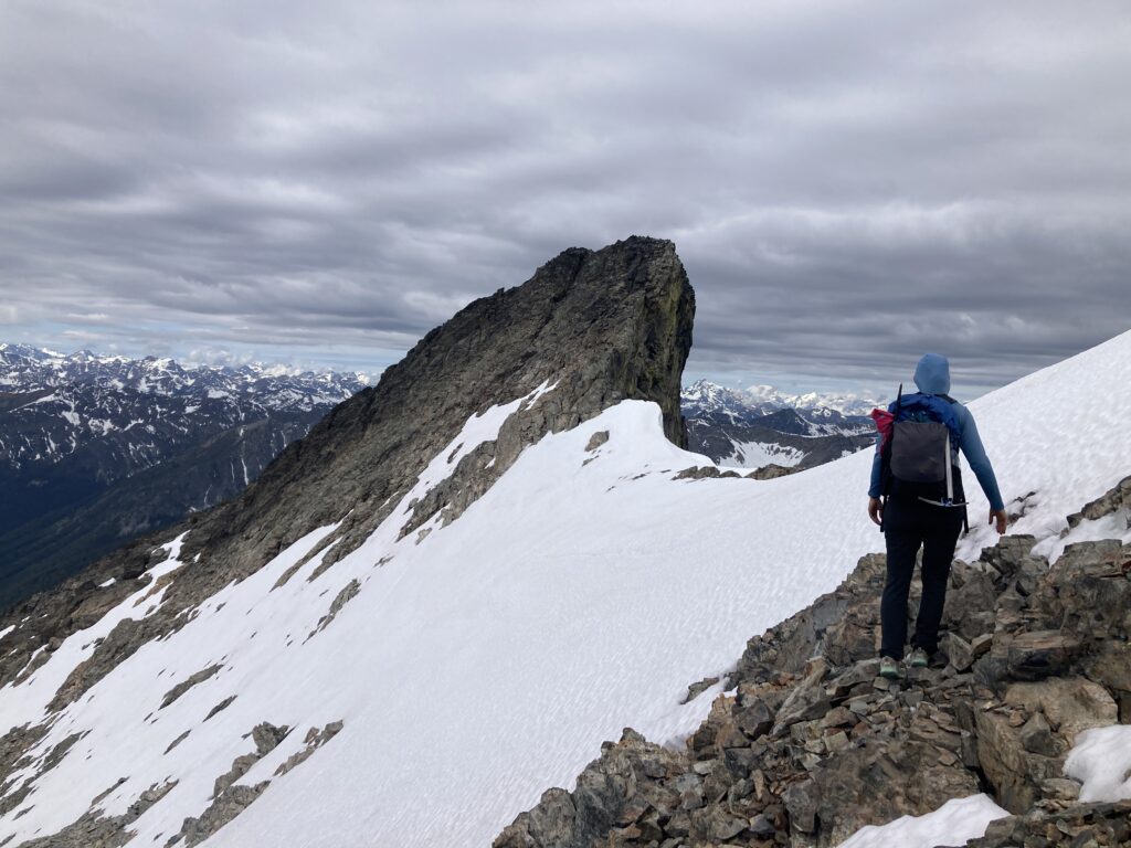 Carolyn close to the summit of Monument Peak in the Pasayten WIlderness of Washington State