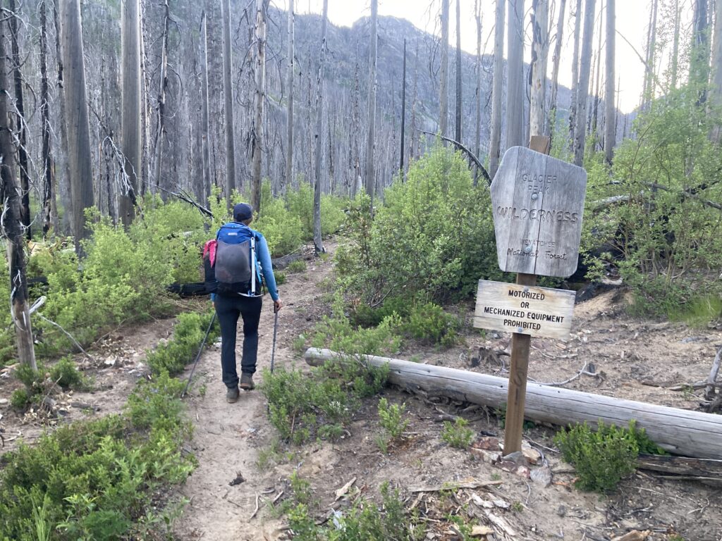Carolyn hiking into the Entiat Wilderness