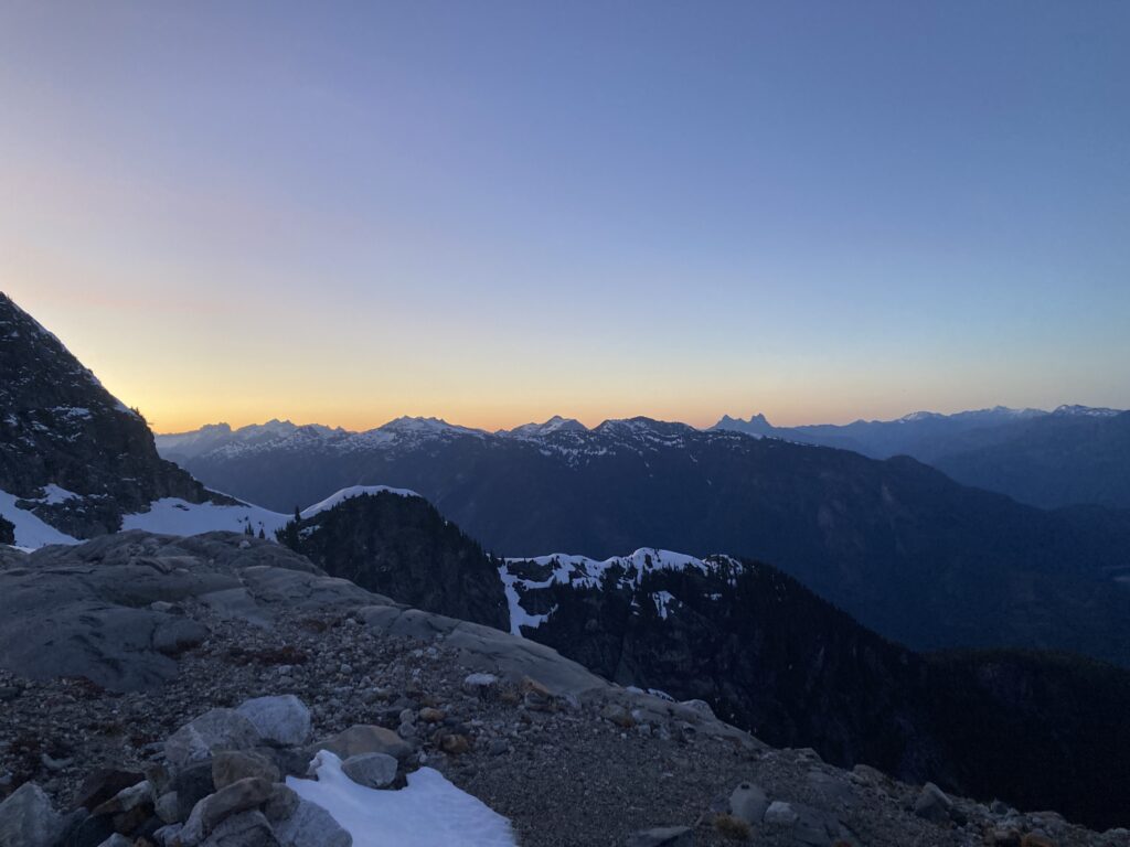 Sunset from below Colonial peak in North Cascades National Park
