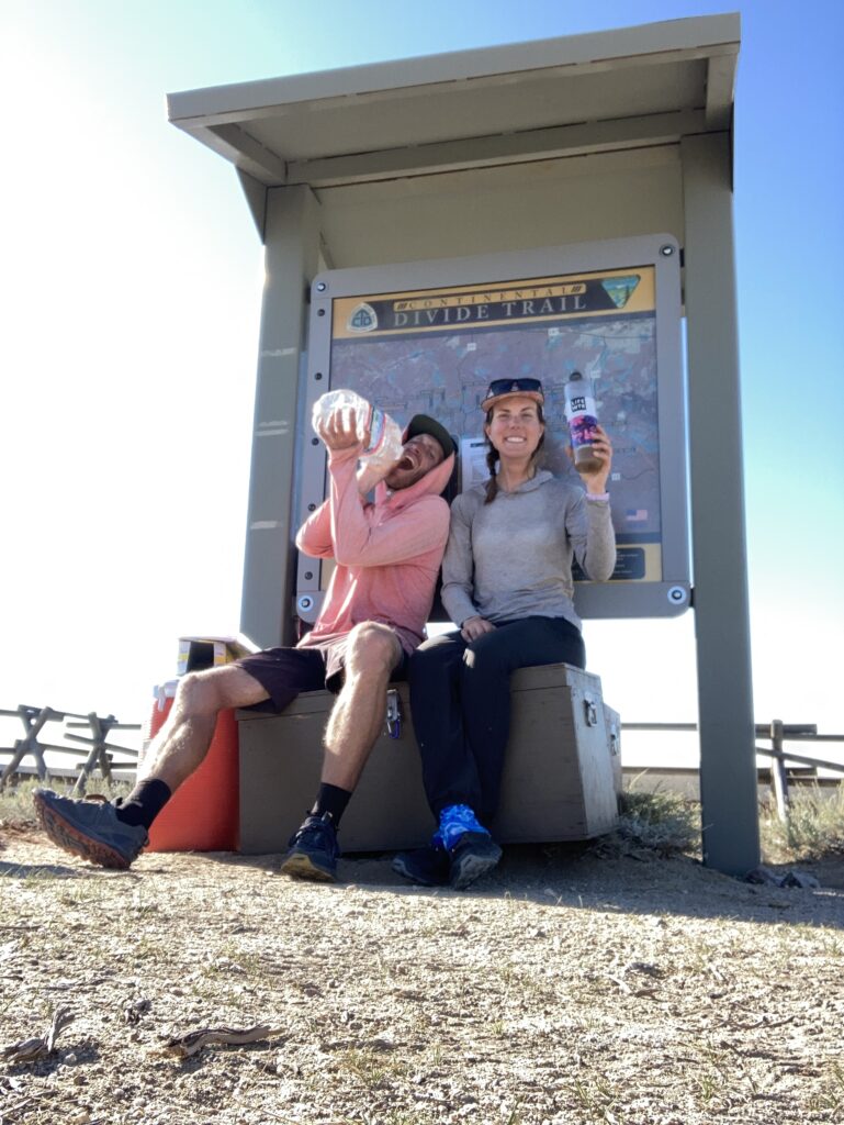 Jeff and Carolyn taking a break at a water cache in the Great basin along the CDT