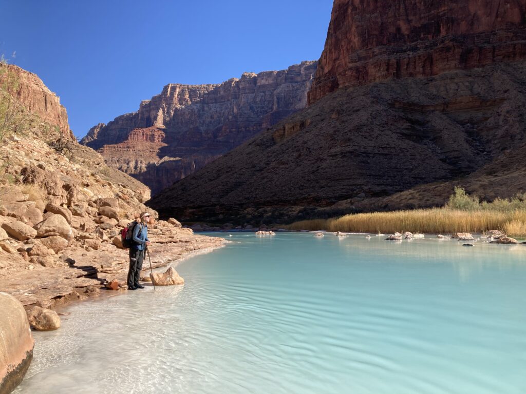 Hiking beside the Little Colorado River on the Hayduke Trail