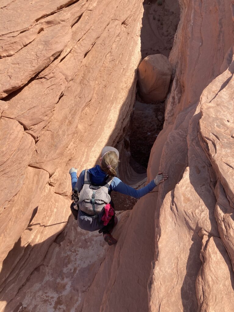 Carolyn finding our way down into a canyon