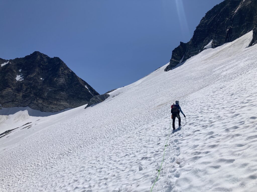 Crossing Primus Glacier in North Cascades National Park on the Inspiration Traverse