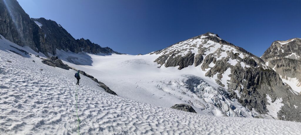 Expansive veiw of North Klawatti Glacier in North Cascades National Park on the Inspiration traverse