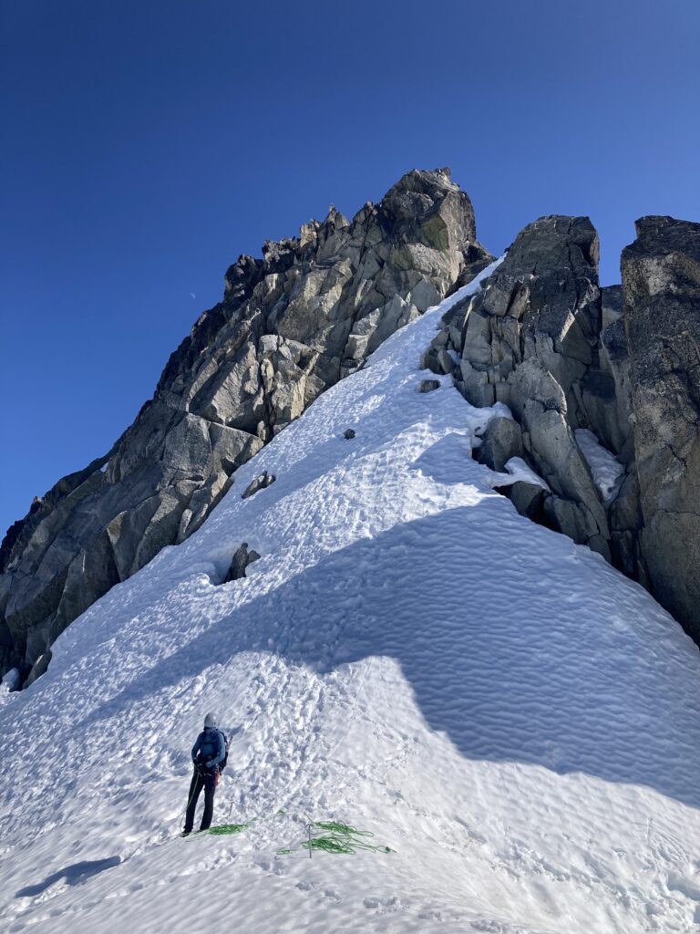 Looking up at the start of the route up the Dorado Needle in the Norht Cascades of Washington State