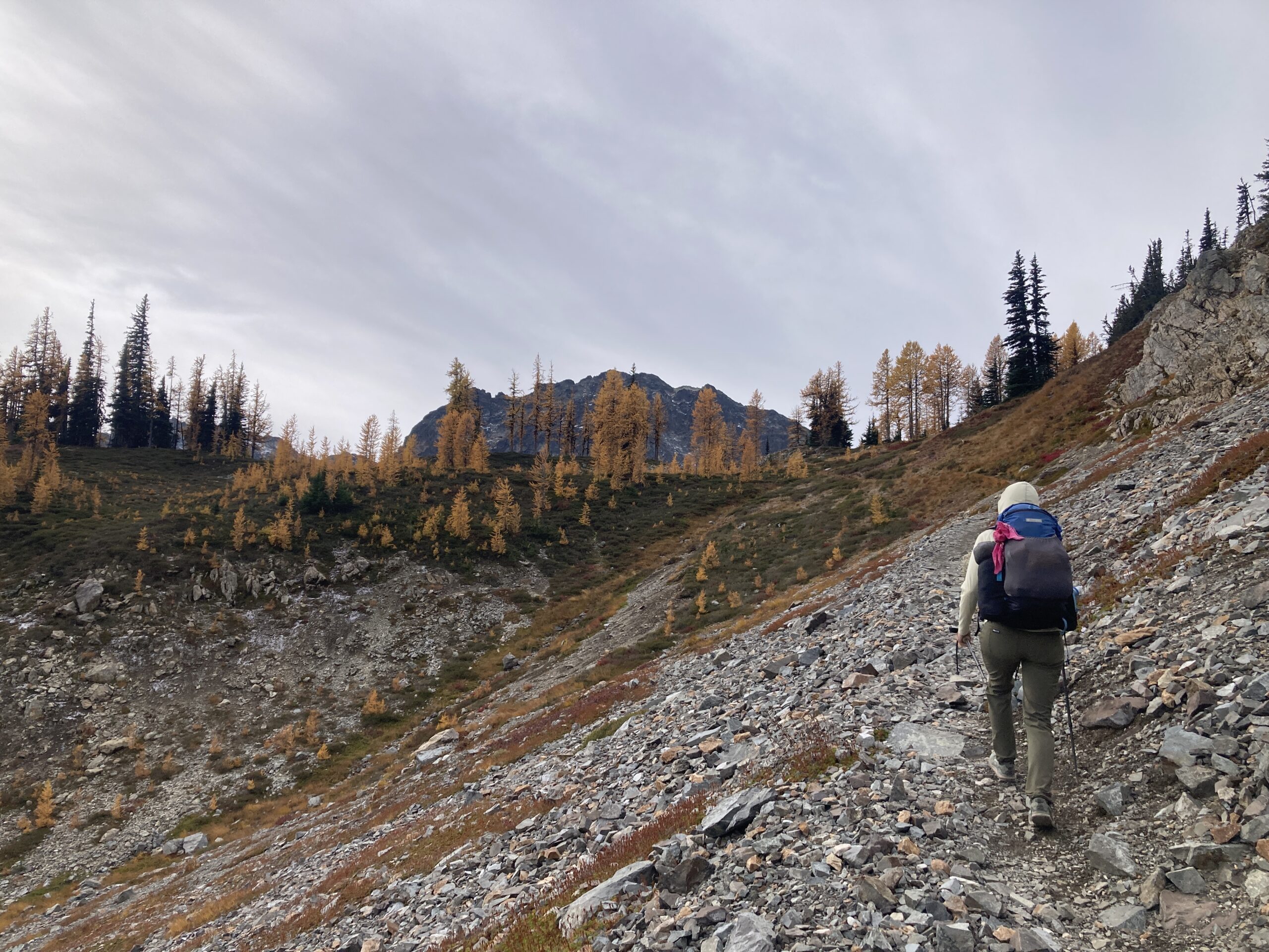Carolyn hiking up the Easy Pass trail in North Cascades National Park