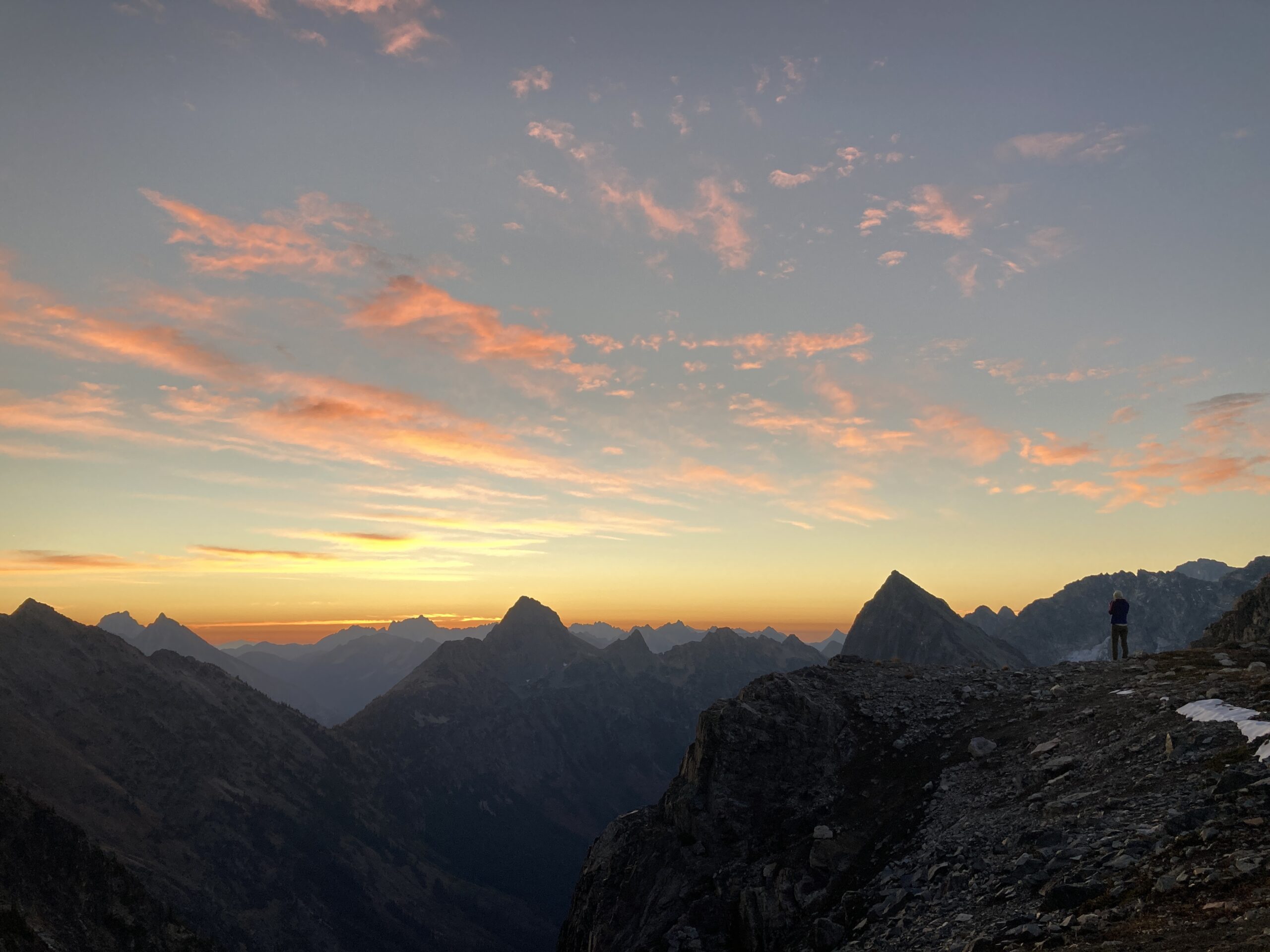 Beatiful sunrise over Fisher Creek in the North Cascades of Washington state