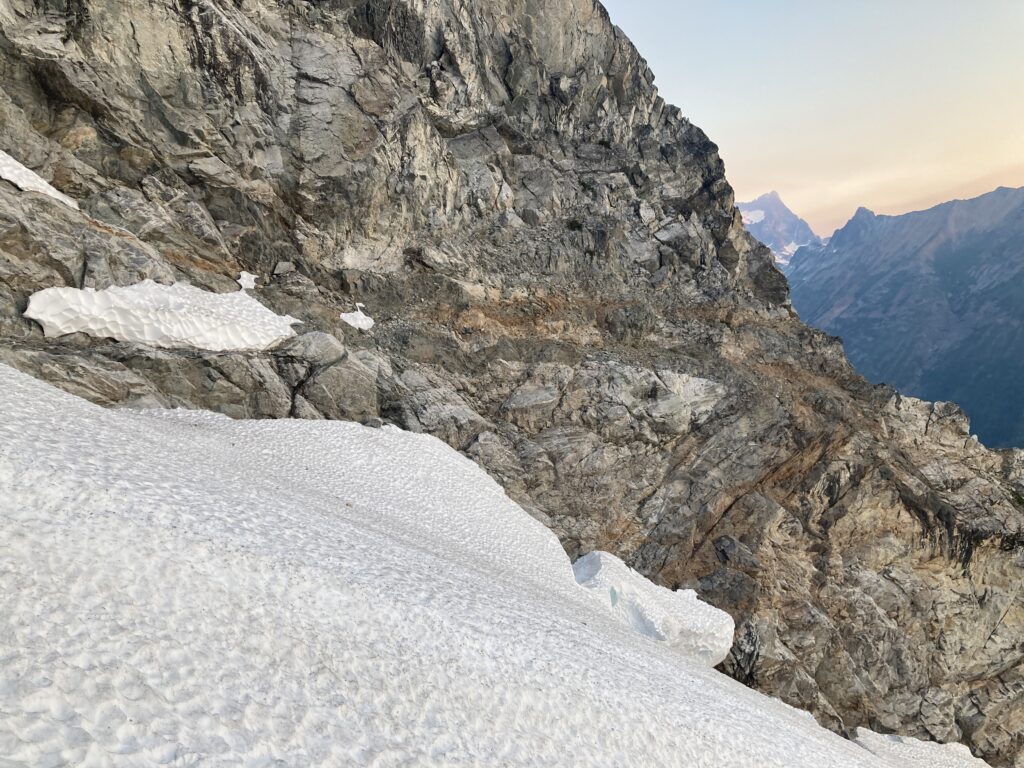 Looking at rock step onto Mt. Goode from the Goode Glacier