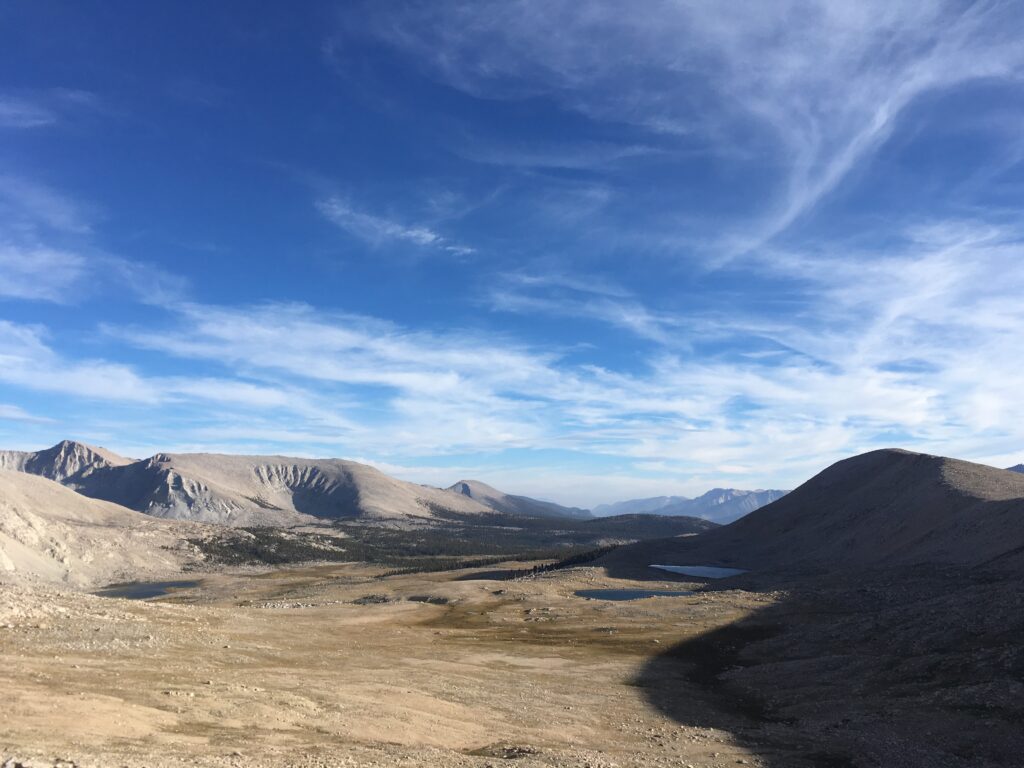 The view into Wright Lakes Basin along the Southern Sierra High Route