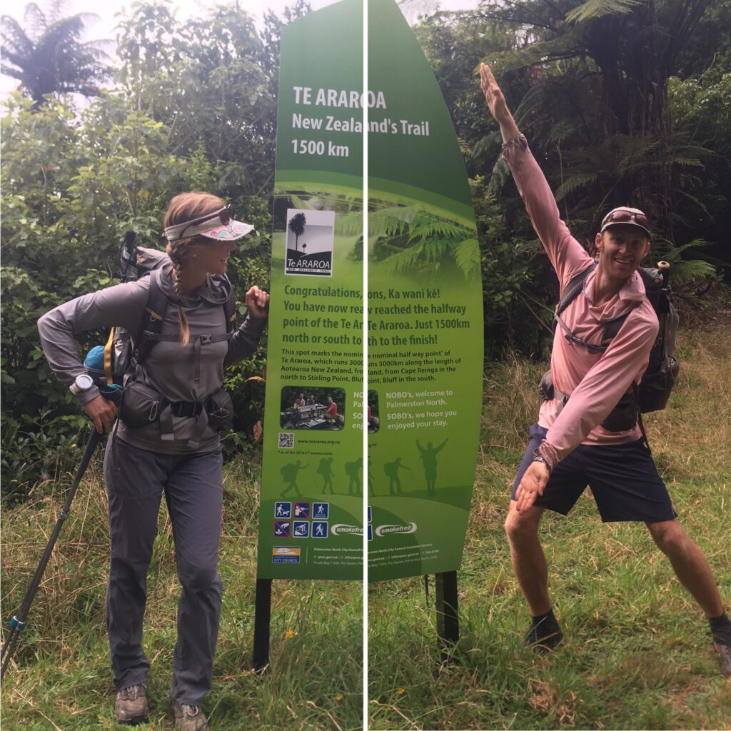 Carolyn and Jeff at the halfway point of the Te Araroa Trail