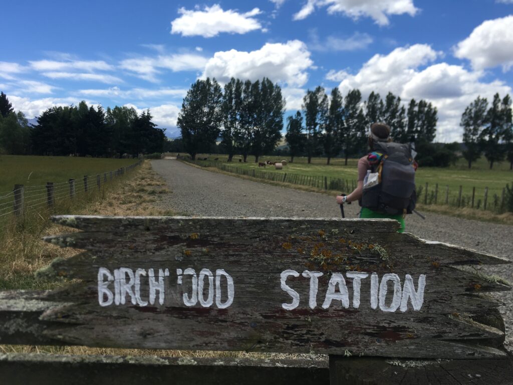 Walking into Birchwood Station to stay for the night on the Te Araroa