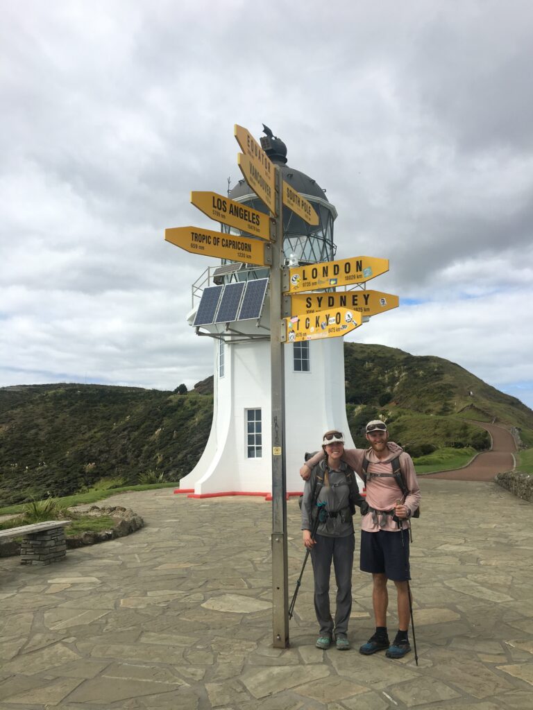 Carolyn and Jeff at Cape Reinga at the northern terminus of the Te Araroa Trail