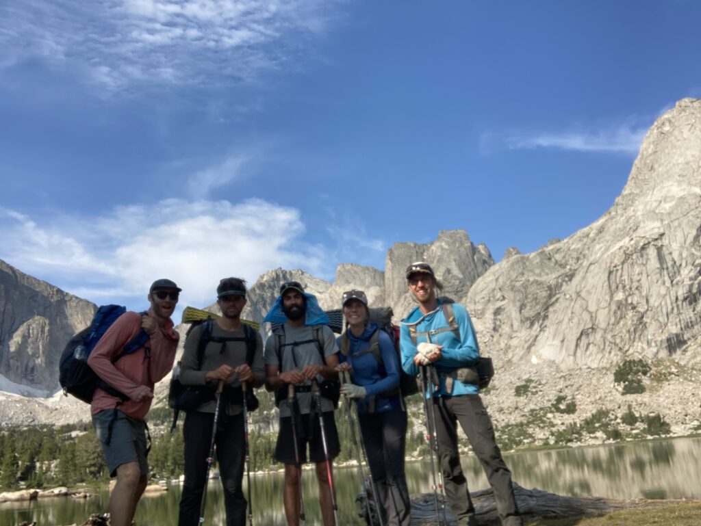 Hiking group photo on the WInd River High Route in the Cirque of the Towers