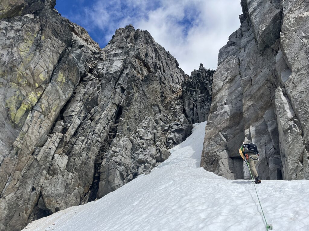 Dirty gully on West Ridge of Sinister Peak in Glacier Peak Wilderness