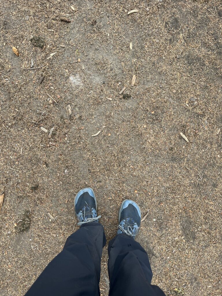 Hiker with wet shoes