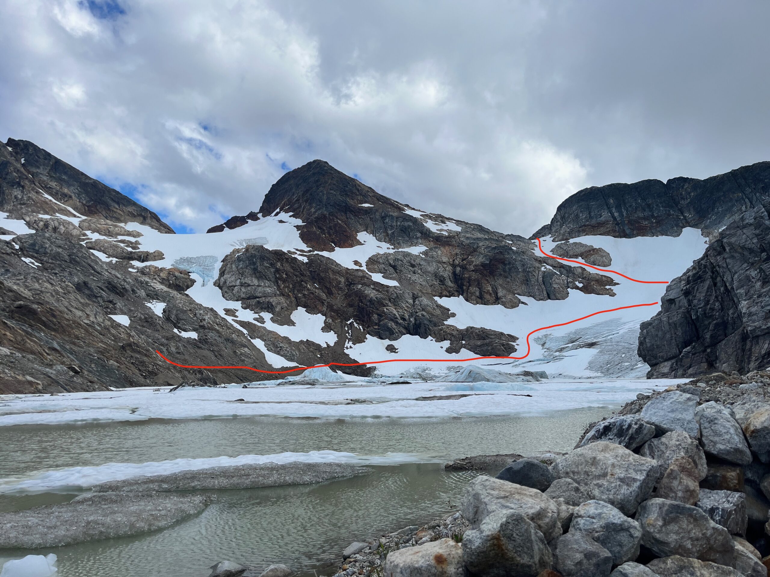 View of the glacial lake below the Colonial Glacier in North Cascades National Park