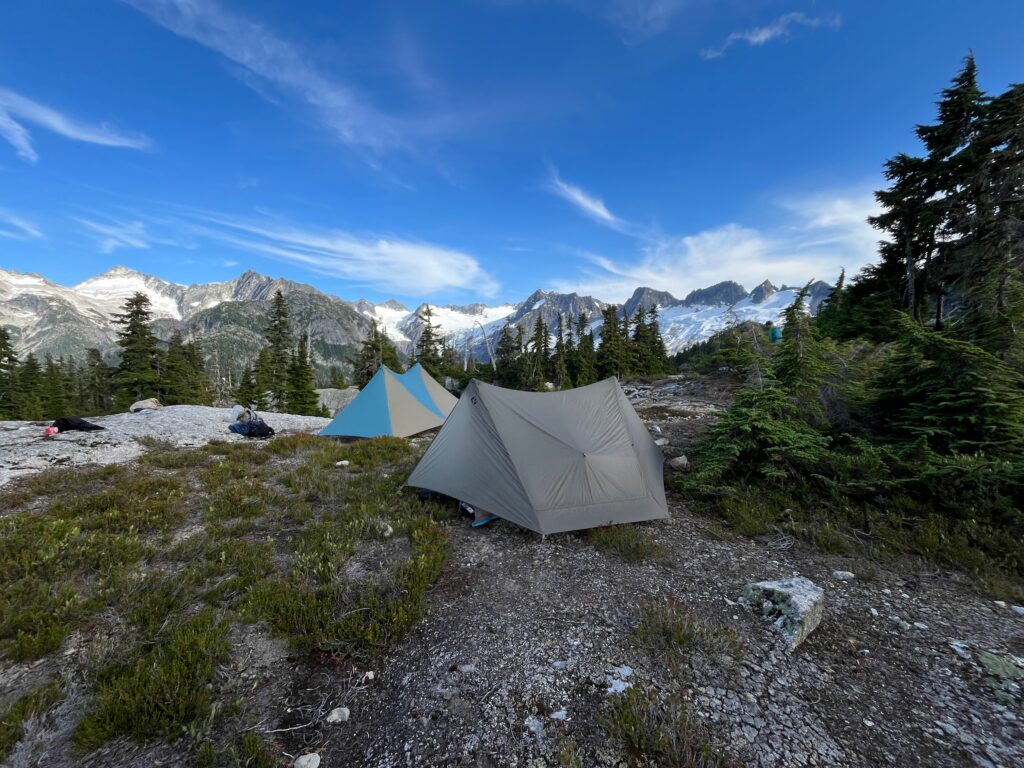 Campsite above Wilcox Lakes along the Isolation Traverse in the North Cascades