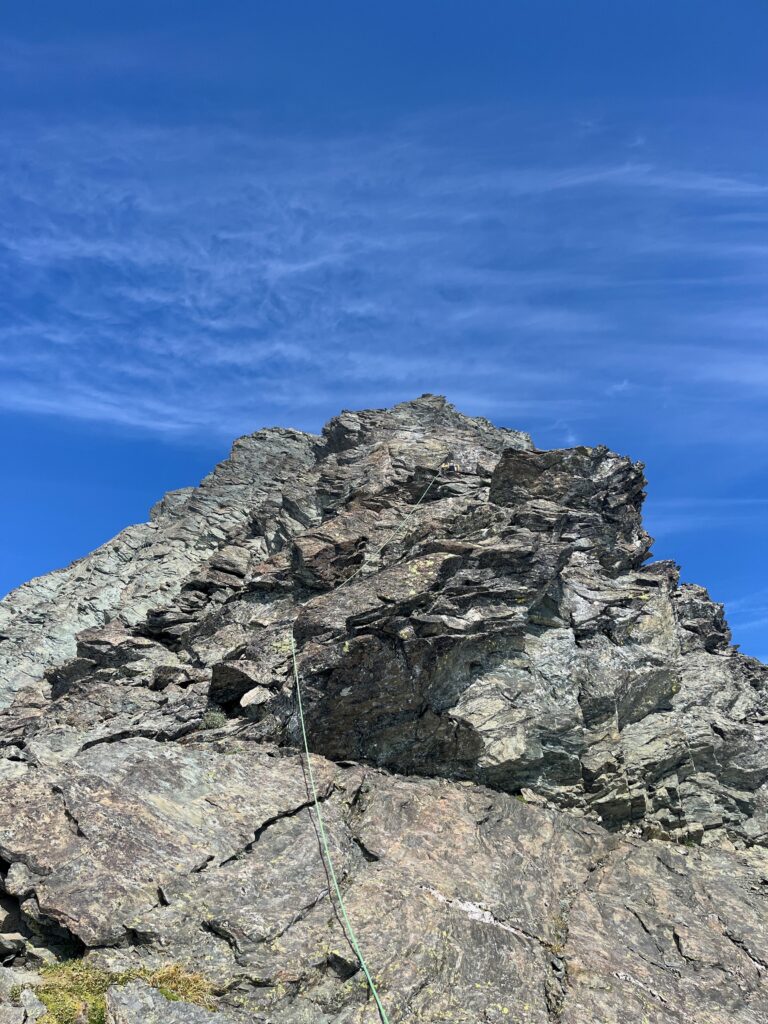 Carolyn leading up the SE Ridge of Mount Shuksan in North Cascades National Park