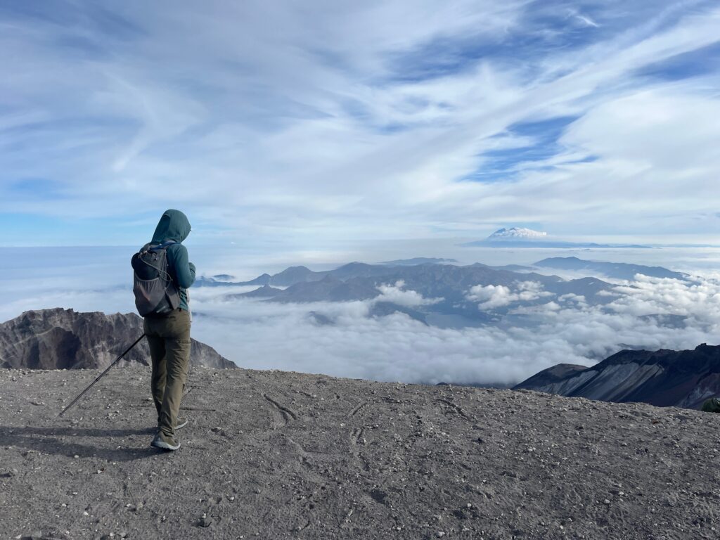 View towards Mount Rainier from the summit of Mount St. Helens